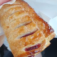 Puff pastry with strawberry and rhubarb at Feliz Cafe in Peschiera Del Garda
