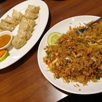 Momos and fried rice at Loving Heart in Kathmandu
