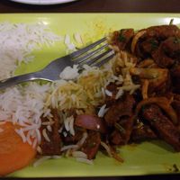 Seitan Sadeko with regular rice at Loving Heart in Kathmandu