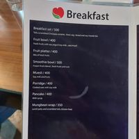 Breakfast menu at Loving Heart in Kathmandu
