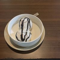 Vanilla ice cream with chocolate sauce!  at Loving Heart in Kathmandu