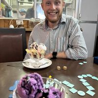 Blueberry ice cream and the queen vegan   at Loving Heart in Kathmandu