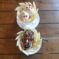 Sorbet with fruit and cashew nuts. at Loving Heart in Kathmandu