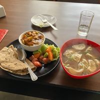 momos amd roti / curry set  at Loving Heart in Kathmandu