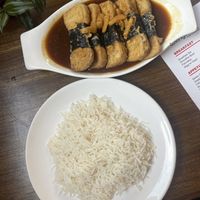 Stairs tofu with ricee  at Loving Heart in Kathmandu