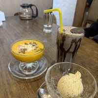 Oreo shake, carrot pudding and butterscotch icecream   at Loving Heart in Kathmandu