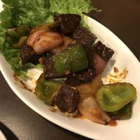 chilli seitan (half eaten sorry), this one was delicious at Loving Heart in Kathmandu