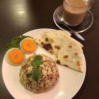 Scramble breakfast and chai at Loving Heart in Kathmandu