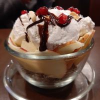 Ice cream with cookies, apples and chocolate sauce😍 at Loving Heart in Kathmandu