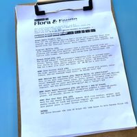 Flora and Fauna food menu at Flora and Fauna in Fremantle