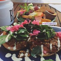 Vegan magic mushroom bagels and banana bread at Flora and Fauna in Fremantle