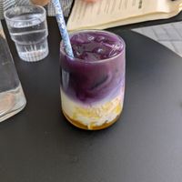 This was the lavender matcha drink with mango puree. at Flora and Fauna in Fremantle