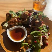 Vegan chicken waffle  at Flora and Fauna in Fremantle