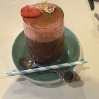Iced chocolate and strawberry foam   at Flora and Fauna in Fremantle
