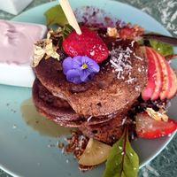 Pancakes (black forest, with gold) at Flora and Fauna in Fremantle