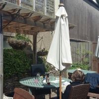 Sunny, outside area at Oats Healthy Living Store in Brixham