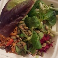 Take away hummus salad at Oats Healthy Living Store in Brixham