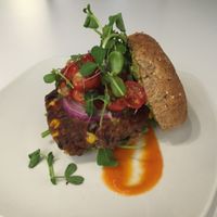 Southwest black bean burger at Back2Roots Bistro in Ann Arbor