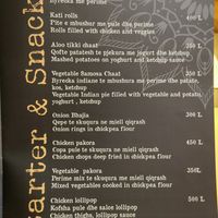 Menu at Chakra Indian Fusion in Tirana