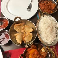 curries & samosa at Chakra Indian Fusion in Tirana