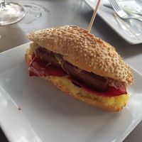 Kraut and sausage pincho at Twiggy in Bilbao