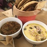 Dips and pita  at Pane e Souvlaki in Corfu