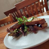 Tempeh BLAT with some sort of magical spicy mayo and gluten free   at Foraged in Seddon