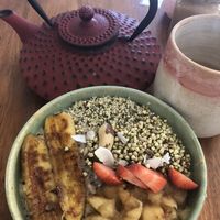 The spiced porridge and chai tea  at Foraged in Seddon