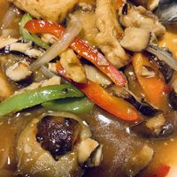 Eggplant and mushrooms with tofu; sauce was garlicky and delicious  at The Thai House in Wenatchee
