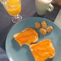 Having some of the vegan smoked salmon, cream cheese and biscotti back at home  at Vegan Store Stall 83 in Rome