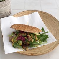 Panino: Seitan, Salad, (amazing!) vegan cheese and pistachios! at Vegan Store Stall 83 in Rome