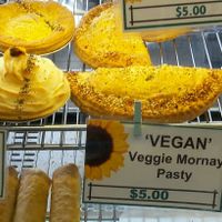 Vegan chickpea curry pie or pasty; vegan veggie mornay pie or pasty at Ranch Pies in Warwick