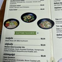 Menu salads and lunch   at Banlle in Siem Reap