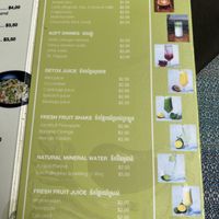 Menu drinks   at Banlle in Siem Reap