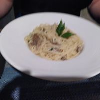 Spaghetti with mushrooms at Banlle in Siem Reap