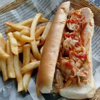 Mushroom hotdog. at Banlle in Siem Reap