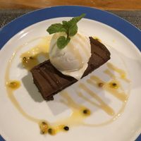 Vegan Brownie with vegan ice cream  at Banlle in Siem Reap