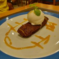 Brownie with ginger coconut sorbet at Banlle in Siem Reap