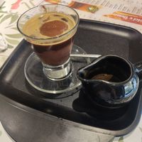 Affogato (chocolate gelato with espresso on top) at Fonte della Salute in Rome