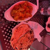 Potato and cauliflower (Gobi aloo?) and naan  at Kabab and Curry in Williamsville