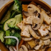 Spicy steamed veggies udon noodles tofu dish 🌱😊👍 at Quy Nguyen - Vegan Living in Berlin