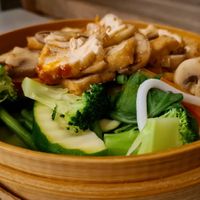 Spicy steamed veggies udon noodles tofu dish 🌱😊👍 at Quy Nguyen - Vegan Living in Berlin