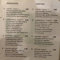Menu (starters).  at Quy Nguyen - Vegan Living in Berlin