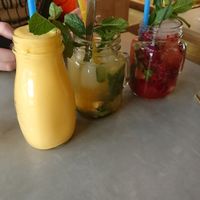 "Golden Buddha" , raspberry lemonade and homemade lemonade at Quy Nguyen - Vegan Living in Berlin