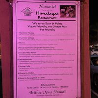 mentions that they are vegan friendly   at Taste of The Himalayas in San Diego