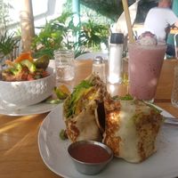 Vegan burrito, vegan chifrijo and vegan smoothie! 💕 at Organico Fortuna in La Fortuna