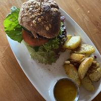 Quinoa burger at Organico Fortuna in La Fortuna