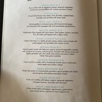 Menu at Organico Fortuna in La Fortuna