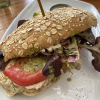 Caprese sandwich- best thing we tried  at Organico Fortuna in La Fortuna