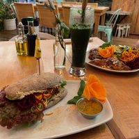 Gluten free falafel sandwich at Organico Fortuna in La Fortuna